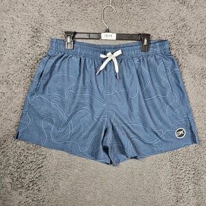 COVE Men's Size 36 Blue Topographic Map Athletic Shorts Elastic Waist Drawstring